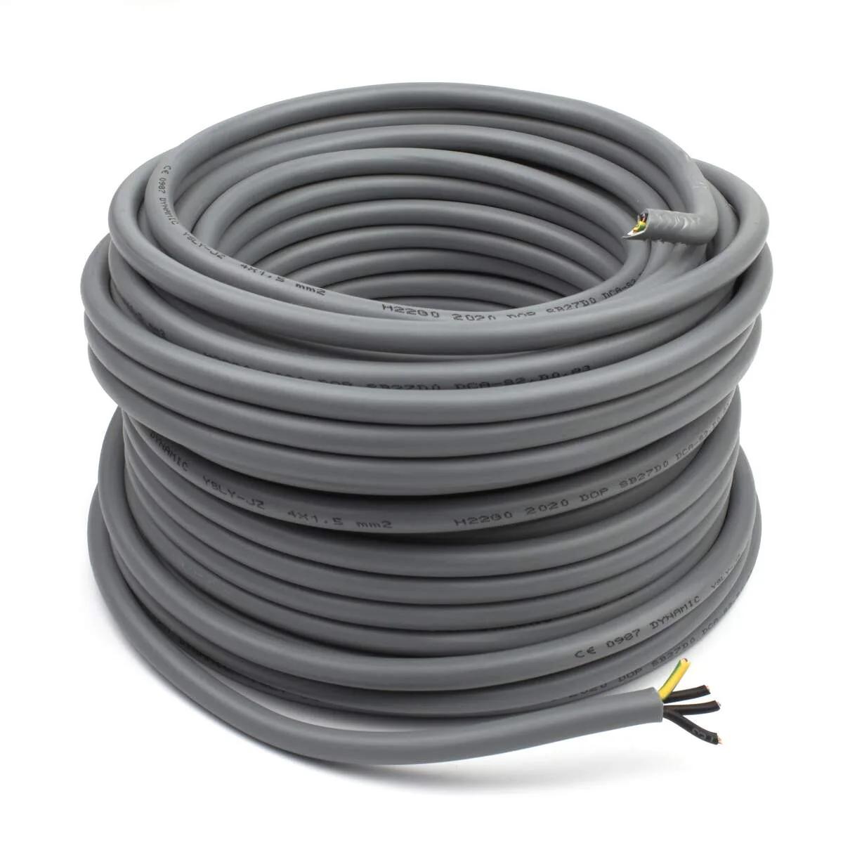 Dynamic stuurstroomkabel 4 × 1,5 mm² grijs — rol 25 meter