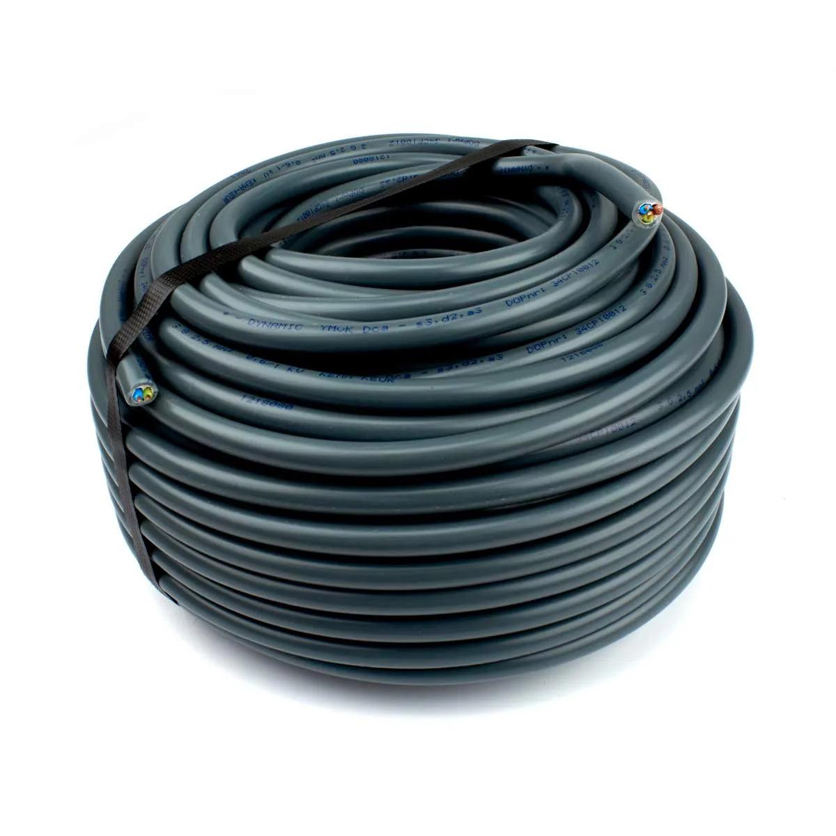 Dynamic voedingskabel YMvK 3 × 2,5 mm² grijs — rol 50 meter