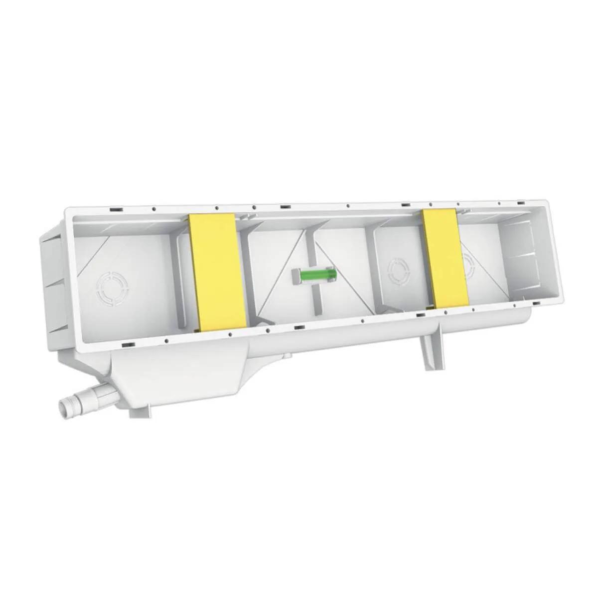 Tecnosystemi muurinbouwsifon — voor achter het montageframe van de binnenunit